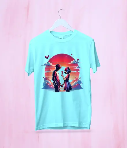 "Sunset Love – Romantic Couple Graphic T-Shirt"